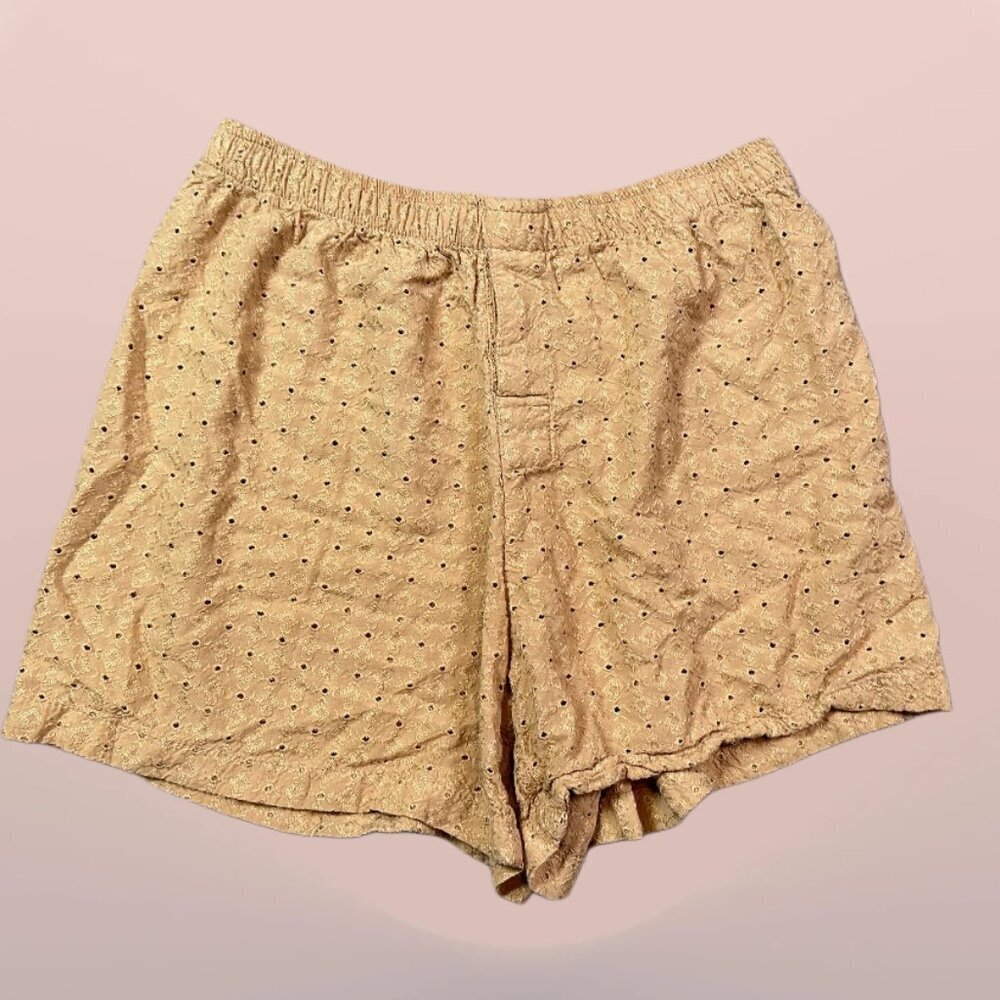 Dánte Eyelet Beige Tan Boxer Style Women's Shorts Size Medium